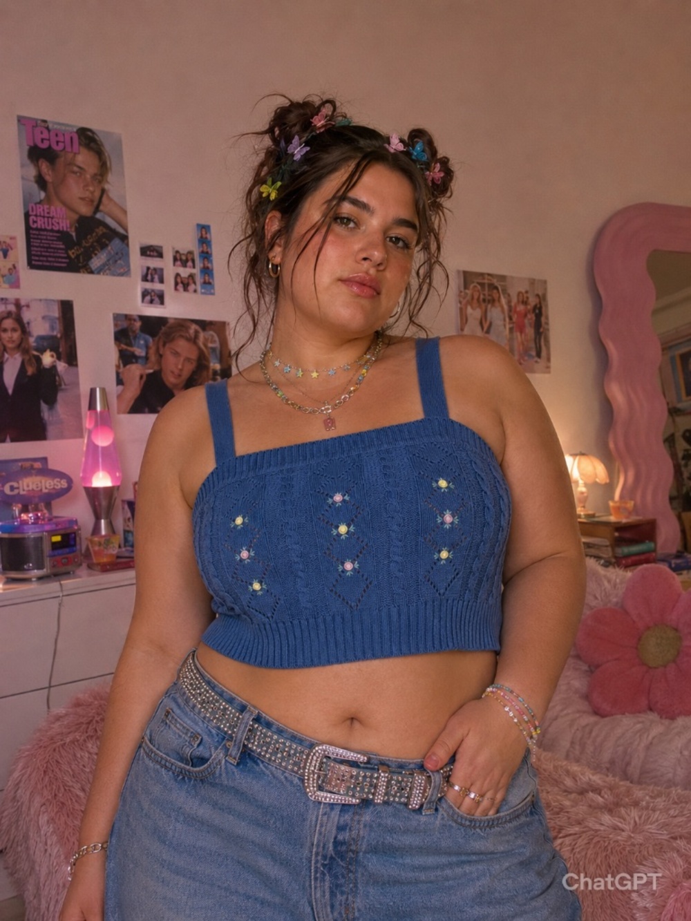 Cider Blue Woven Cropped Tank Top XXL